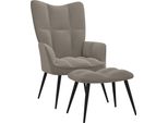 Syfax™ Poltrona Relax Con Poggiapiedi Grigio Chiaro In Velluto