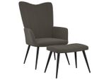 Syfax™ Poltrona Relax Con Sgabello Grigio Scuro In Velluto