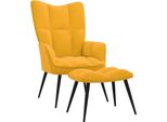 Syfax™ Poltrona Relax Con Sgabello In Velluto Giallo Senape