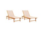 Syfax™ Lettini Prendisole 2 Pz Crema Legno Massello Acacia E Textilene