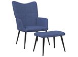 Syfax™ Sedia Relax Con Sgabello Blu In Tessuto