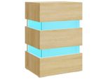 Syfax™ Comodino Con Luci Led Sonoma 45X35X67 Cm In Legno Multistrato