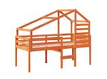 Syfax™ Letto A Soppalco Con Tetto Cera 75X190Cm Legno Massello Di Pino