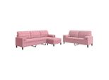 Syfax™ Set Di Divani 3 Pz Con Cuscini E Rinforzi Rosa In Velluto