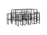 Syfax™ Set Bar Da Giardino 11Pz Nero In Acciaio Verniciato A Polvere