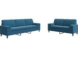 Syfax™ Set Di Divani 2 Pz Con Cuscini E Rinforzi Blu In Velluto
