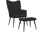 Syfax™ Sedia Relax Con Sgabello Nero In Tessuto