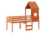 Syfax™ Letto A Soppalco Con Tetto Cera 80X200 Cm In Legno Di Pino