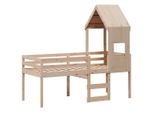 Syfax™ Letto A Soppalco Con Tetto 75X190 Cm In Legno Massello Di Pino