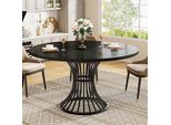 Tribesigns Tavolo Da Pranzo Rotondo, Per 4-6 Persone, 120 Cm Tavolo Da Cucina Rotondo Per Sala Da Pranzo, Tavolo Da Pranzo Industriale Con Base In Metallo, Nero