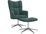 Syfax™ Poltrona Relax Con Poggiapiedi Verde Scuro In Velluto