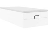 Syfax™ Struttura Letto Pouf Con Materasso Bianco 90X200 Cm Pelle Finta