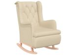 Syfax™ Poltrona Gambe A Dondolo In Legno Di Hevea Crema In Tessuto