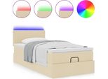 Syfax™ Pouf Letto Con Materasso E Led Crema 90X200 Cm In Tessuto