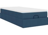 Syfax™ Struttura Letto Pouf Con Materasso Blu 90X200 Cm In Tessuto