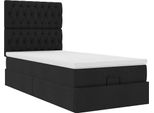 Syfax™ Struttura Letto Pouf Con Materasso Nero 80X200 Cm In Tessuto