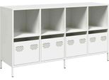 Syfax™ Credenza Bianca 135X39X73,5 Cm In Acciaio Laminato A Freddo