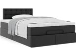 Syfax™ Struttura Letto Pouf Con Materasso Nero 120X200 Cm Pelle Finta