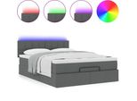 Syfax™ Pouf Letto Con Materasso E Led Grigio Scuro 140X200 Cm