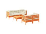 Syfax™ Set Divani Giardino 6Pz Con Cuscini Marrone Cera Massello Pino