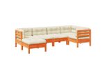 Syfax™ Set Divani Giardino 6Pz Con Cuscini Marrone Cera Massello Pino