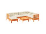 Syfax™ Set Divani Giardino 8 Pz Con Cuscini Marrone Cera Massello Pino