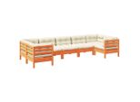 Syfax™ Set Divani Giardino 7 Pz Con Cuscini Marrone Cera Massello Pino