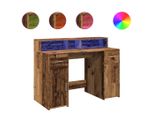 Syfax™ Scrivania Con Luci Led Legno Antico 120X55X91 Cm In Multistrato