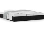 Syfax™ Struttura Letto Pouf Senza Materasso Nero 200X200 Cm In Tessuto