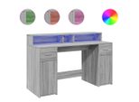 Syfax™ Scrivania Con Luci Led Grigio Sonoma 140X55X91Cm In Multistrato