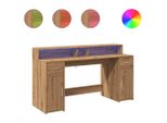 Syfax™ Scrivania Con Luci Led Rovere 160X55X91 Cm In Legno Multistrato