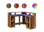 Syfax™ Scrivania Con Luci Led Legno Antico 130X130X91 Cm In Truciolato