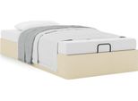 Syfax™ Struttura Letto Pouf Senza Materasso Crema 90X200 Cm In Tessuto