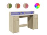 Syfax™ Scrivania Con Luci Led Rovere Sonoma 140X55X91Cm In Multistrato