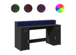 Syfax™ Scrivania Con Luci Led Nera 160X55X91 Cm In Legno Multistrato
