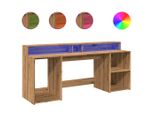 Syfax™ Scrivania Con Led Rovere Artigianale 200X55X91 Cm In Truciolato