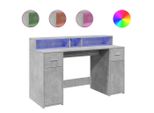 Syfax™ Scrivania Con Luci Led Grigio Cemento 140X55X91 Cm Multistrato