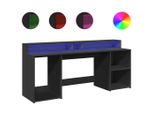 Syfax™ Scrivania Con Luci Led Nera 200X55X91 Cm In Truciolato