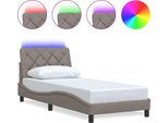 Syfax™ Giroletto Con Led Senza Materasso Tortora 90X190 Cm Tessuto