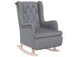 Syfax™ Poltrona Gambe A Dondolo Legno Di Hevea Grigio Chiaro Tessuto