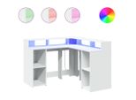 Syfax™ Scrivania Con Luci Led Bianca 130X130X91 Cm In Truciolato