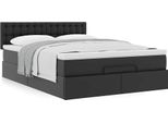 Syfax™ Struttura Letto Pouf Con Materasso Nero 140X190 Cm Pelle Finta