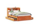 Syfax™ Letto Libreria Senza Materasso Marrone Cera 140X190 Cm In Pino