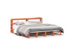 Syfax™ Giroletto Con Testiera Marrone Cera 200X200 Cm Massello Pino