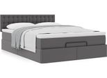 Syfax™ Struttura Letto Pouf Con Materasso Grigio 140X200 Cm Pelle Finta