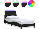 Syfax™ Giroletto Con Led Senza Materasso Nero 80X200 Cm Tessuto