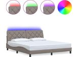Syfax™ Giroletto Con Led Senza Materasso Tortora 180X200 Cm In Tessuto