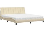 Syfax™ Letto Con Materasso Hanko Crema 180X200 Cm In Tessuto