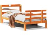 Syfax™ Giroletto Con Testiera Marrone Cera 75X190 Cm Massello Pino
