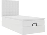 Syfax™ Letto Pouf Con Materasso Bianco 100X200 Cm Pelle Finta